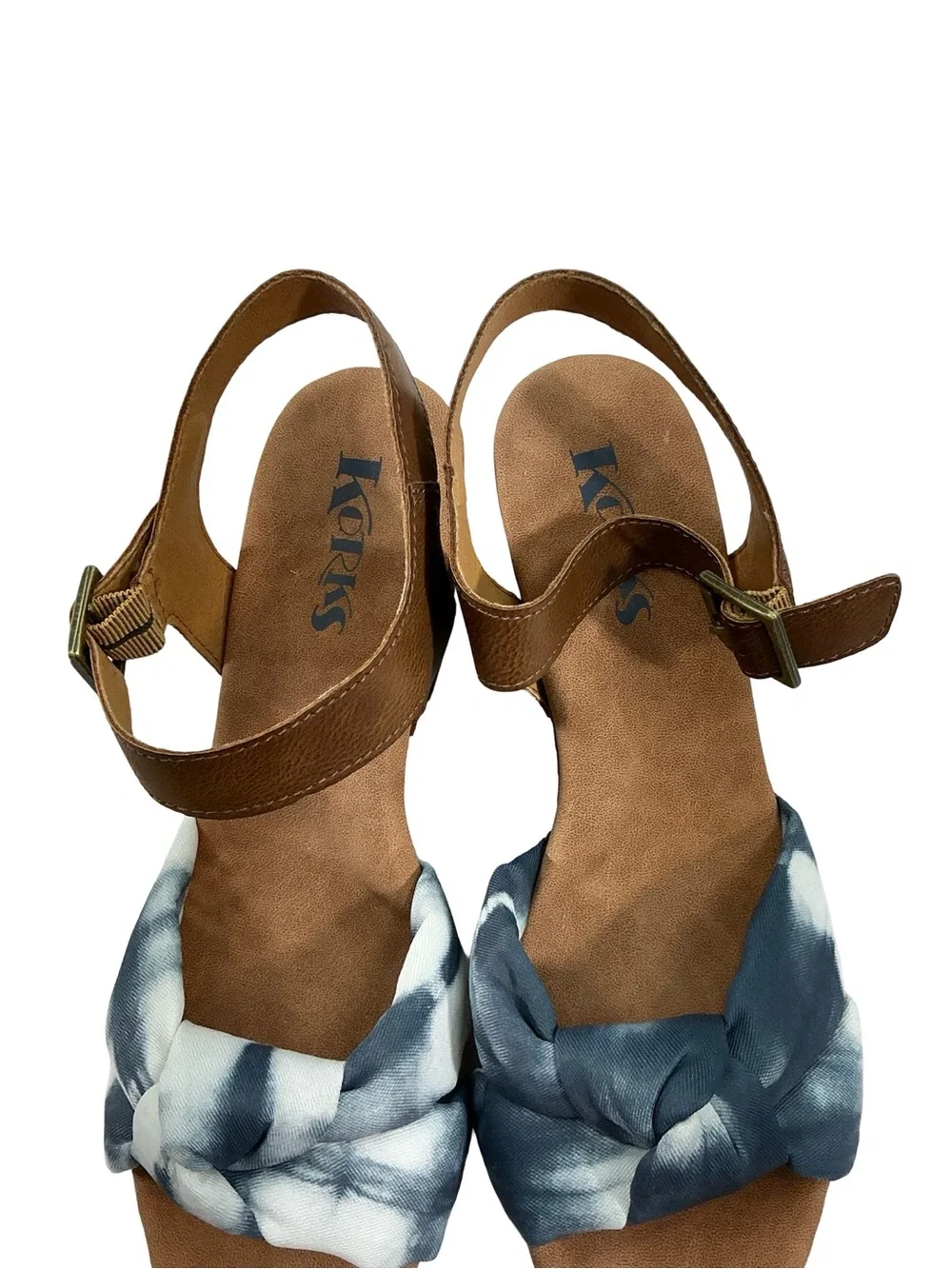 Korks Natalia Blue Combo Knot Platform Clog Sandals Size 10